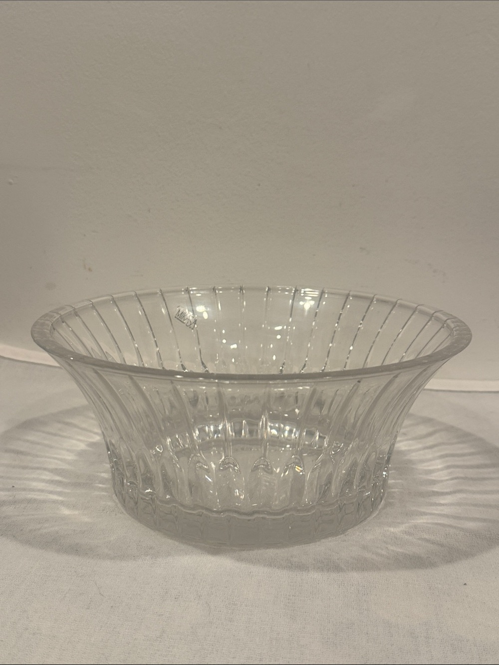 Vintage Mikasa Park Lane Clear Ribbed Glass Crystal Serving Bowl 9”